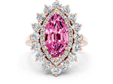 Rose gold Marquise Cut Halo Cluster Diamond Ring with Pave Band and Four-Prong Setting_12