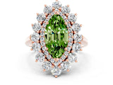 Rose gold Marquise Cut Halo Cluster Diamond Ring with Pave Band and Four-Prong Setting_12