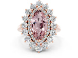 Rose gold Marquise Cut Halo Cluster Diamond Ring with Pave Band and Four-Prong Setting_12