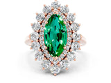 Rose gold Marquise Cut Halo Cluster Diamond Ring with Pave Band and Four-Prong Setting_12