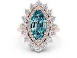 Rose gold Marquise Cut Halo Cluster Diamond Ring with Pave Band and Four-Prong Setting_12