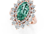 Rose gold Marquise Cut Halo Cluster Diamond Ring with Pave Band and Four-Prong Setting_13