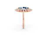 Rose gold Marquise Cut Halo Cluster Diamond Ring with Pave Band and Four-Prong Setting_14