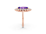 Rose gold Marquise Cut Halo Cluster Diamond Ring with Pave Band and Four-Prong Setting_14