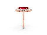 Rose gold Marquise Cut Halo Cluster Diamond Ring with Pave Band and Four-Prong Setting_14