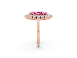 Rose gold Marquise Cut Halo Cluster Diamond Ring with Pave Band and Four-Prong Setting_14