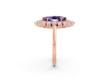 Rose gold Marquise Cut Halo Cluster Diamond Ring with Pave Band and Four-Prong Setting_14