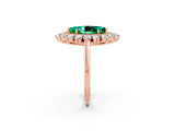 Rose gold Marquise Cut Halo Cluster Diamond Ring with Pave Band and Four-Prong Setting_14
