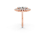 Rose gold Marquise Cut Halo Cluster Diamond Ring with Pave Band and Four-Prong Setting_14