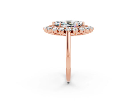 Rose gold Marquise Cut Halo Cluster Diamond Ring with Pave Band and Four-Prong Setting_14