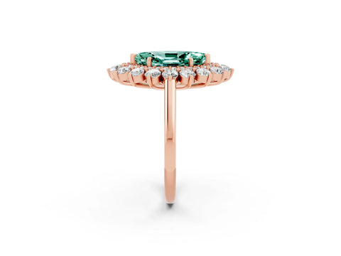 Rose gold Marquise Cut Halo Cluster Diamond Ring with Pave Band and Four-Prong Setting_14