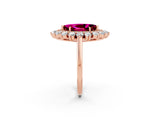 Rose gold Marquise Cut Halo Cluster Diamond Ring with Pave Band and Four-Prong Setting_14