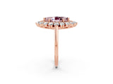 Rose gold Marquise Cut Halo Cluster Diamond Ring with Pave Band and Four-Prong Setting_14