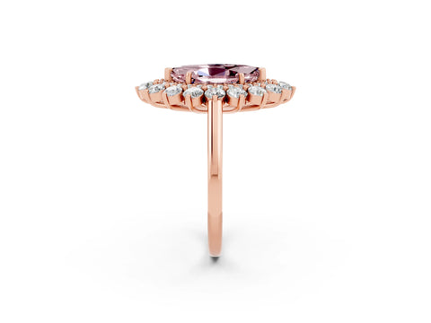 Rose gold Marquise Cut Halo Cluster Diamond Ring with Pave Band and Four-Prong Setting_14