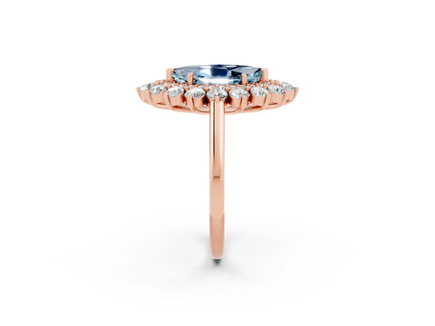 Rose gold Marquise Cut Halo Cluster Diamond Ring with Pave Band and Four-Prong Setting_14
