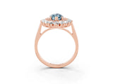 Rose gold Marquise Cut Halo Cluster Diamond Ring with Pave Band and Four-Prong Setting_15