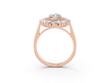 Rose gold Marquise Cut Halo Cluster Diamond Ring with Pave Band and Four-Prong Setting_15