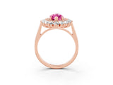 Rose gold Marquise Cut Halo Cluster Diamond Ring with Pave Band and Four-Prong Setting_15