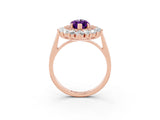 Rose gold Marquise Cut Halo Cluster Diamond Ring with Pave Band and Four-Prong Setting_15