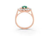 Rose gold Marquise Cut Halo Cluster Diamond Ring with Pave Band and Four-Prong Setting_15