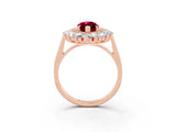 Rose gold Marquise Cut Halo Cluster Diamond Ring with Pave Band and Four-Prong Setting_15