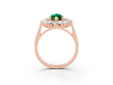 Rose gold Marquise Cut Halo Cluster Diamond Ring with Pave Band and Four-Prong Setting_15