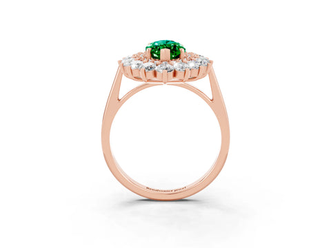 Rose gold Marquise Cut Halo Cluster Diamond Ring with Pave Band and Four-Prong Setting_15