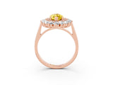 Rose gold Marquise Cut Halo Cluster Diamond Ring with Pave Band and Four-Prong Setting_15