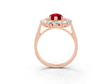 Rose gold Marquise Cut Halo Cluster Diamond Ring with Pave Band and Four-Prong Setting_15