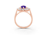 Rose gold Marquise Cut Halo Cluster Diamond Ring with Pave Band and Four-Prong Setting_15