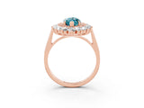 Rose gold Marquise Cut Halo Cluster Diamond Ring with Pave Band and Four-Prong Setting_15