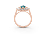 Rose gold Marquise Cut Halo Cluster Diamond Ring with Pave Band and Four-Prong Setting_15