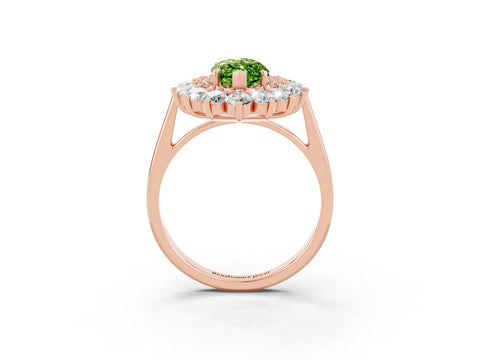 Rose gold Marquise Cut Halo Cluster Diamond Ring with Pave Band and Four-Prong Setting_15