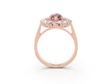 Rose gold Marquise Cut Halo Cluster Diamond Ring with Pave Band and Four-Prong Setting_15