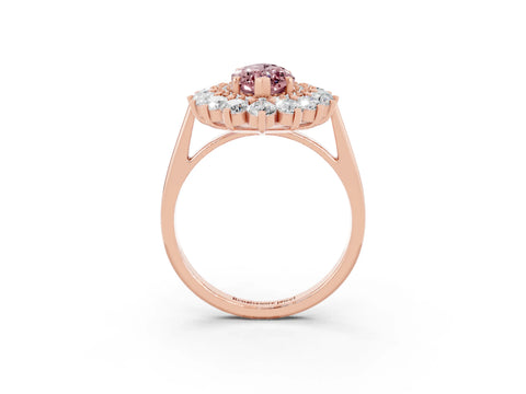 Rose gold Marquise Cut Halo Cluster Diamond Ring with Pave Band and Four-Prong Setting_15
