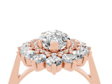 Rose gold Marquise Cut Halo Cluster Diamond Ring with Pave Band and Four-Prong Setting_16