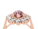 Rose gold Marquise Cut Halo Cluster Diamond Ring with Pave Band and Four-Prong Setting_16
