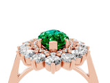 Rose gold Marquise Cut Halo Cluster Diamond Ring with Pave Band and Four-Prong Setting_16