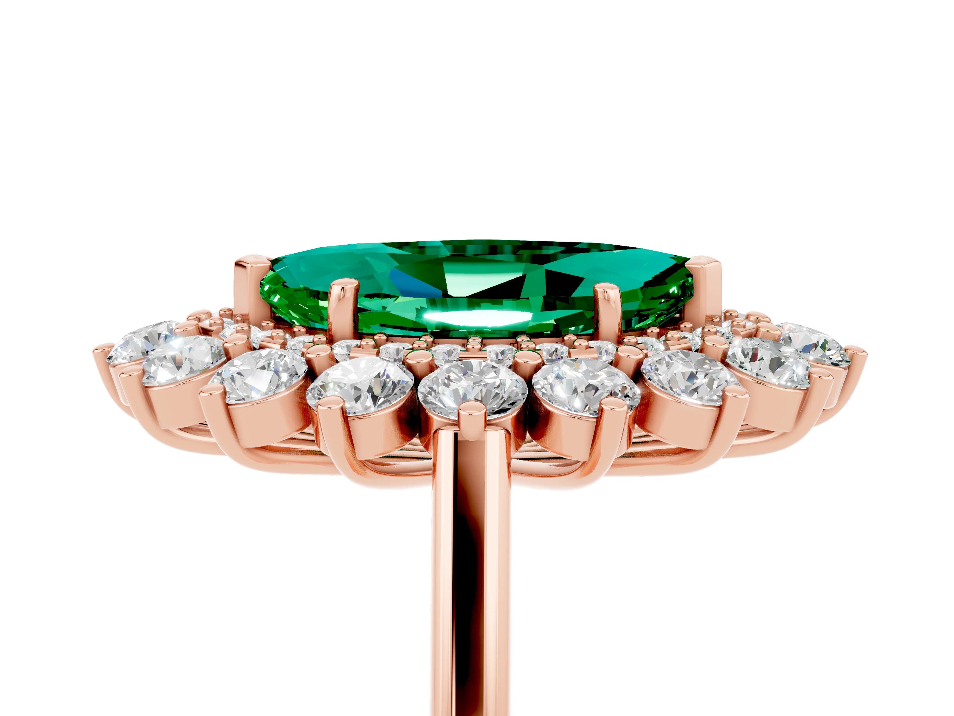 Rose gold Marquise Cut Halo Cluster Diamond Ring with Pave Band and Four-Prong Setting_17