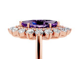 Rose gold Marquise Cut Halo Cluster Diamond Ring with Pave Band and Four-Prong Setting_17