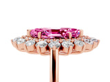 Rose gold Marquise Cut Halo Cluster Diamond Ring with Pave Band and Four-Prong Setting_17