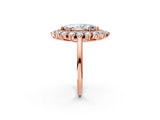 Rose gold Marquise Cut Halo Cluster Diamond Ring with Pave Band and Four-Prong Setting_17