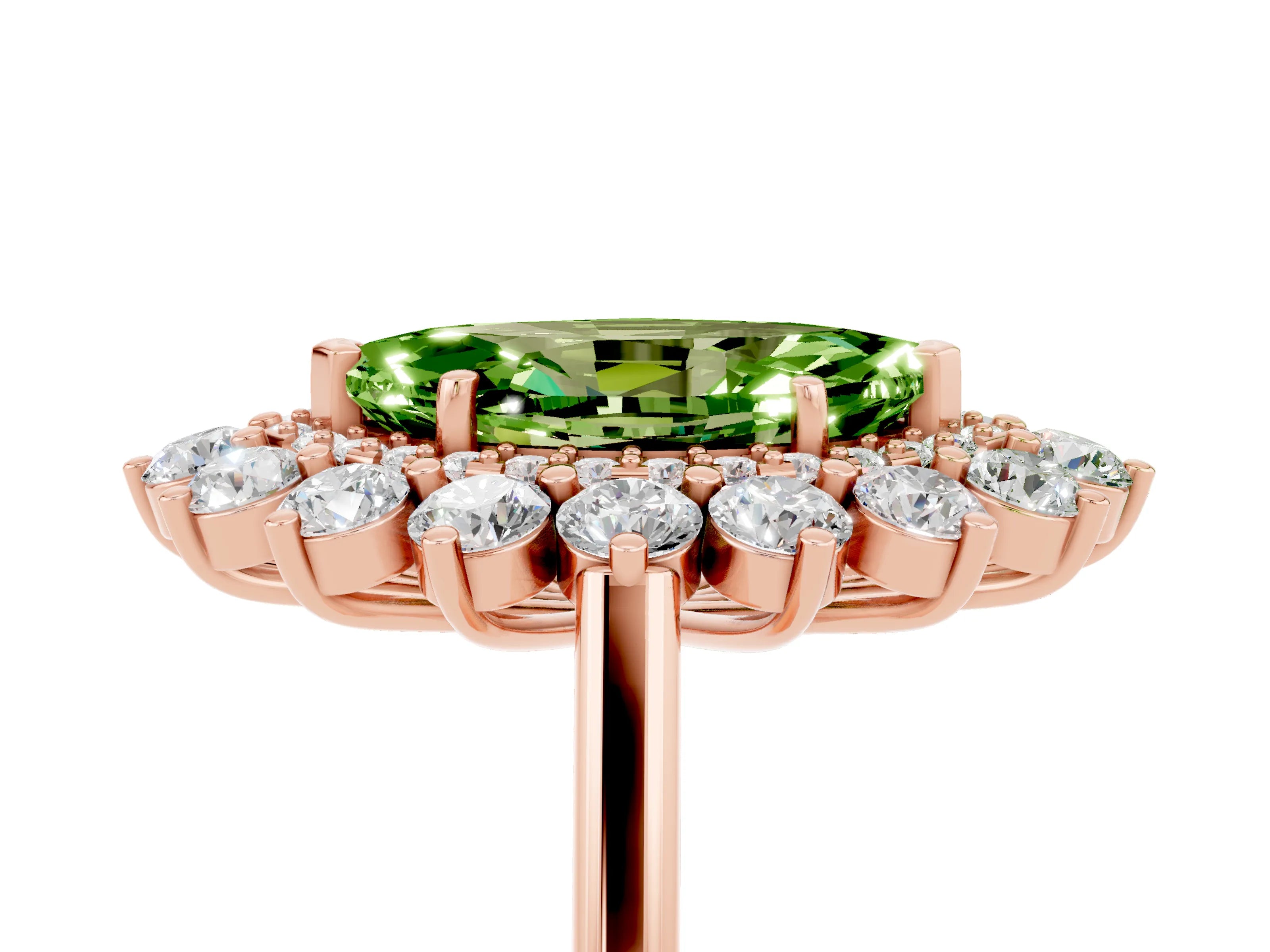 Rose gold Marquise Cut Halo Cluster Diamond Ring with Pave Band and Four-Prong Setting_17