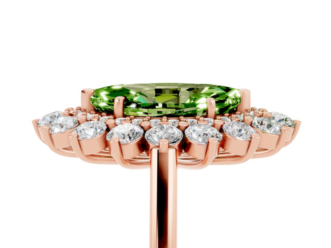 Rose gold Marquise Cut Halo Cluster Diamond Ring with Pave Band and Four-Prong Setting_17