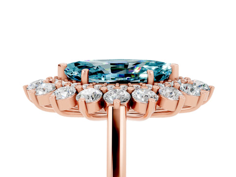 Rose gold Marquise Cut Halo Cluster Diamond Ring with Pave Band and Four-Prong Setting_17