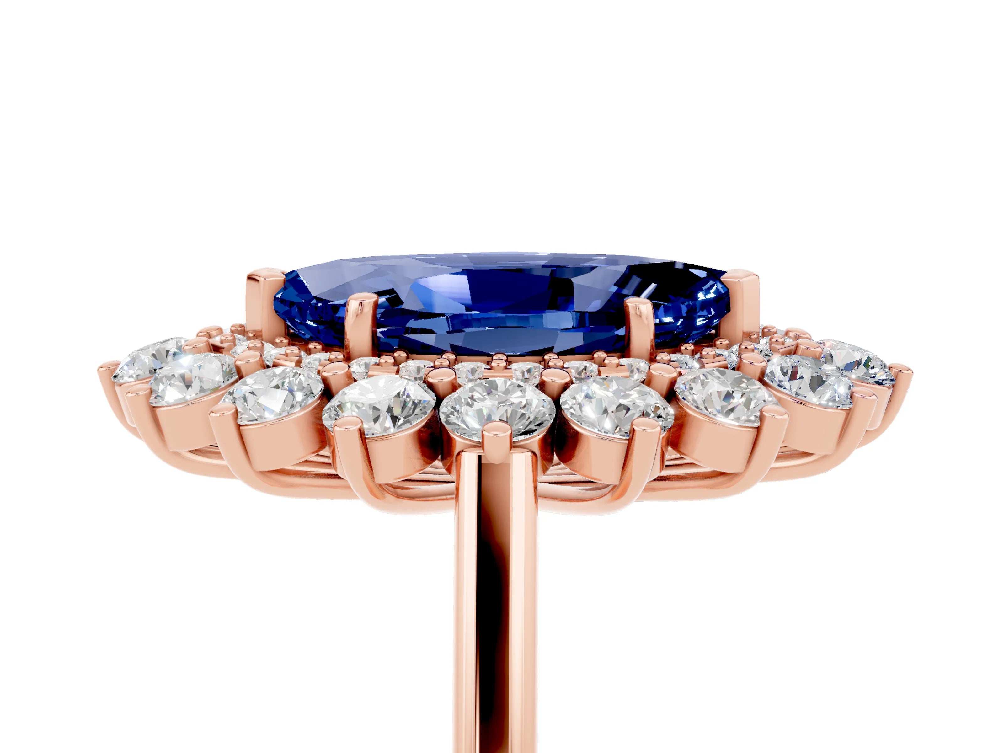 Rose gold Marquise Cut Halo Cluster Diamond Ring with Pave Band and Four-Prong Setting_17