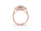 Rose gold Marquise Cut Halo Cluster Diamond Ring with Pave Band and Four-Prong Setting_18