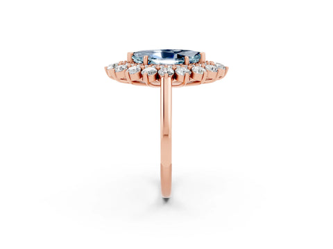 Rose gold Marquise Cut Halo Cluster Diamond Ring with Pave Band and Four-Prong Setting_2