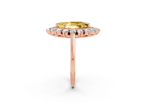 Rose gold Marquise Cut Halo Cluster Diamond Ring with Pave Band and Four-Prong Setting_2