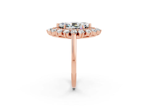 Rose gold Marquise Cut Halo Cluster Diamond Ring with Pave Band and Four-Prong Setting_2